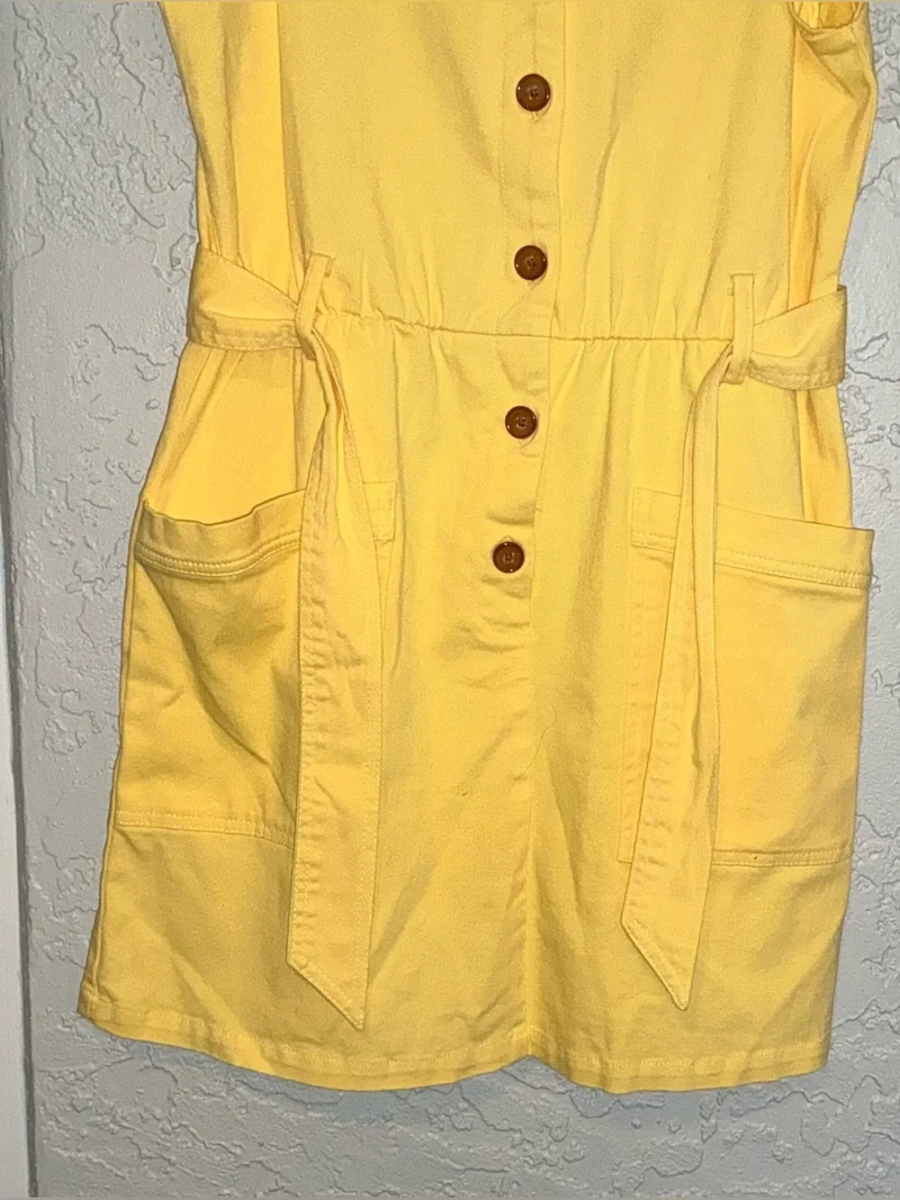 Copper Key Big Girls Ruffle Sleeve Yellow Button-Front Dress with Pockets & Belt